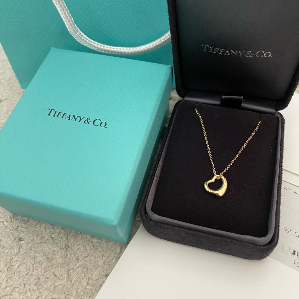 Tiffany and co Open Heart Pendant in 18k Rose Gold with Diamonds